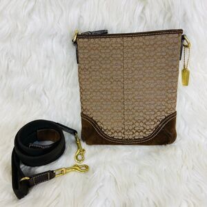 Coach Crossbody Suede Signature Brown Bag